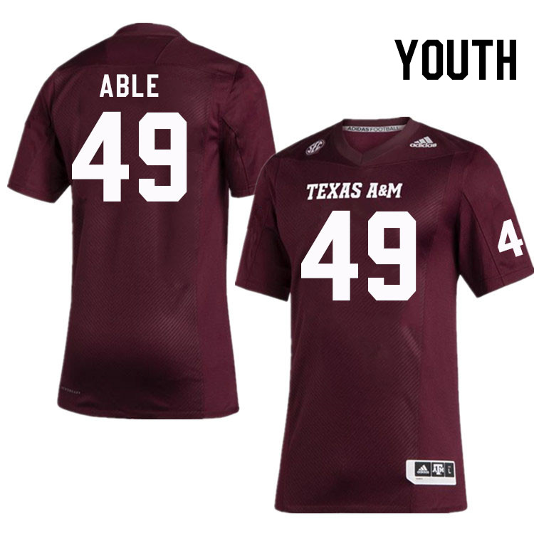 Youth #49 Connor Able Texas A&M Aggies College Football Jerseys Stitched Sale-Maroon